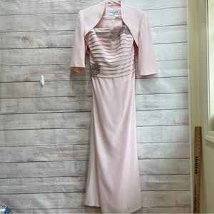 DAYMOR ALEXANDER‎ BEADED PINK MIDI DRESS WITH BOLERO JACKET